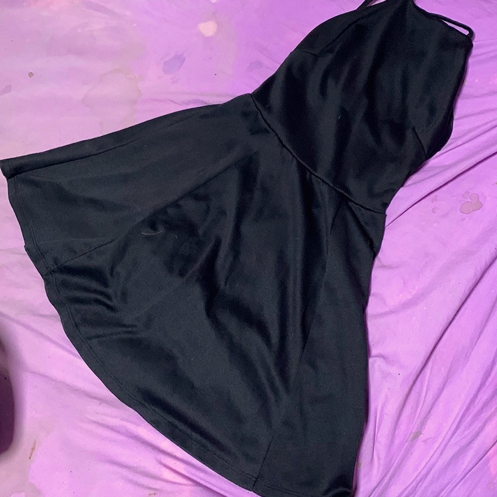 Black dress with high neckline very nice size small and very comfortable